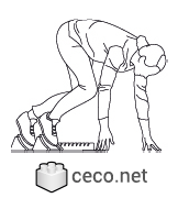 Autocad drawing female competitive runner 01 side view dwg , in People Fitness & Sports