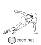 Autocad drawing Female speed skater dwg , in People Fitness & Sports