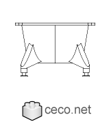 Autocad drawing free-standing bathtub front view dwg , in kitchen & bathroom