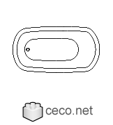 Autocad drawing free-standing bathtub plan view dwg , in kitchen & bathroom