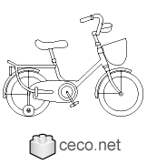 Autocad drawing Girl bike children bicycle kids with training wheels , in Vehicles Bikes & Motorcycles