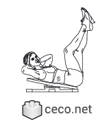 Autocad drawing girl doing sit-ups at the gym dwg , in People Fitness & Sports