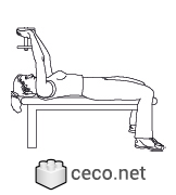Autocad drawing girl exercising with dumbbells on a flat bench dwg , in People Fitness & Sports