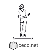 Autocad drawing girl on a step doing aerobics dwg , in People Fitness & Sports