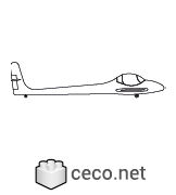 Autocad drawing glider or sailplane soaring side view dwg , in Vehicles Aircrafts