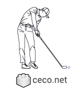 Autocad drawing golf player dwg , in People Fitness & Sports