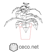 Autocad drawing green leafy plant in a ceramic pot dwg , in Garden & Landscaping Plants Bushes