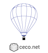 Autocad drawing hot air balloon with wicker basket and gas burners dwg , in Vehicles Aircrafts