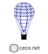 Autocad drawing hot air balloon with wicker basket dwg dxf , in Vehicles Aircrafts