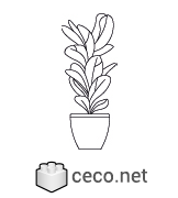 Autocad drawing houseplant dwg indoor plant with a pot , in Garden & Landscaping Plants Bushes