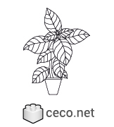 Autocad drawing houseplant indoor plant with pot dwg , in Garden & Landscaping Plants Bushes