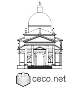 Autocad drawing Il Redentore Venice by Andrea Palladio - front dwg dxf , in Architecture