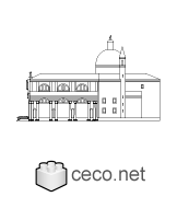 Autocad drawing Il Redentore Venice by Andrea Palladio side dwg , in Architecture