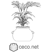 Autocad drawing indoor plant in clay pot dwg , in Garden & Landscaping Plants Bushes