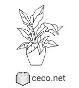 Autocad drawing indoor plant with a pot dwg , in Garden & Landscaping Plants Bushes