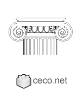 Autocad drawing Ionic chapitel classical greek architectural order dwg , in Architecture