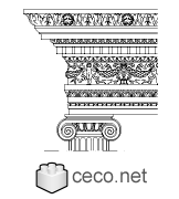 Autocad drawing Ionic order - ancient greek architectural orders dwg , in Architecture