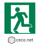 Autocad drawing ISO 7010-E001 Emergency EXIT (left hand) dwg , in Symbols Signs Signals ISO standards