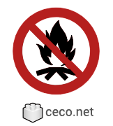 Autocad drawing ISO 7010-P045 No campfire dwg , in Symbols Signs Signals ISO standards