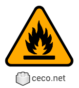 Autocad drawing ISO 7010 - W021 Warning Flammable material sign 02 dwg , in Symbols Signs Signals ISO standards