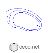 Autocad drawing Jacuzzi 2 bathtubs jets of water to massage body dwg , in kitchen & bathroom