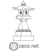 Autocad drawing japanese garden pagoda stone lantern granite dwg dxf , in Decorative elements
