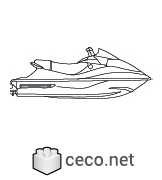 Autocad drawing Jet Ski 1 side view water scooter dwg , in Vehicles Boats & Ships