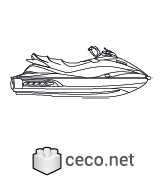 Autocad drawing jet ski 2 side view water scooter dwg , in Vehicles Boats & Ships