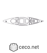 Autocad drawing kayak boat dwg template top view , in Vehicles Boats & Ships