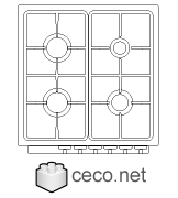 Autocad drawing kitchen gas stove dwg , in Equipment