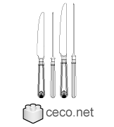 Autocad drawing knive cutlery silver set kitchen knives spoons forks d , in kitchen & bathroom