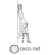 Autocad drawing Lady in elegant evening dress for cocktail dwg , in People Women