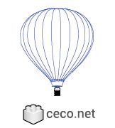 Autocad drawing large hot air balloon with wicker basket dwg , in Vehicles Aircrafts