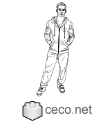 Autocad drawing male athlete in jogging sports running dwg dxf , in People Men