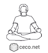 Autocad drawing man doing yoga in the lotus position dwg , in People Fitness & Sports