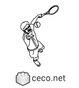 Autocad drawing man playing tennis top view dwg , in People Fitness & Sports