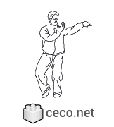 Autocad drawing man practicing tai chi 01 dwg , in People Fitness & Sports