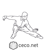 Autocad drawing man practicing tai chi chuan 02 dwg , in People Fitness & Sports