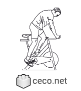Autocad drawing man on a stationary bike doing spinning dwg , in People Fitness & Sports