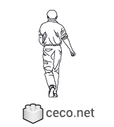 Autocad drawing man walking away rear view dwg , in People Men