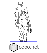 Autocad drawing Man walking on his back with briefcase in hand dwg dxf , in People Men