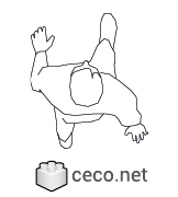 Autocad drawing man walking top view 02 dwg , in People Men