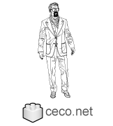 Autocad drawing mature dandy male old man dwg dxf , in People Men