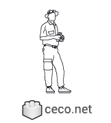 Autocad drawing mature man explorer ranger scout dwg , in People Men