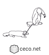 Autocad drawing mature man walking his dog top view dwg , in People Family & Groups