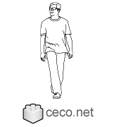 Autocad drawing mature man walking dwg dxf , in People Men