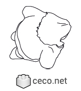 Autocad drawing mature woman top view dwg , in People Women