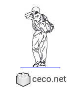 Autocad drawing messenger delivery man or postman 03 rear view dwg , in People Men