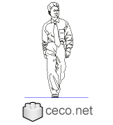 Autocad drawing Middle-aged man walking dwg dxf , in People Men