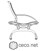 Autocad drawing Modern Armchair chair with side supports dwg , in Furniture